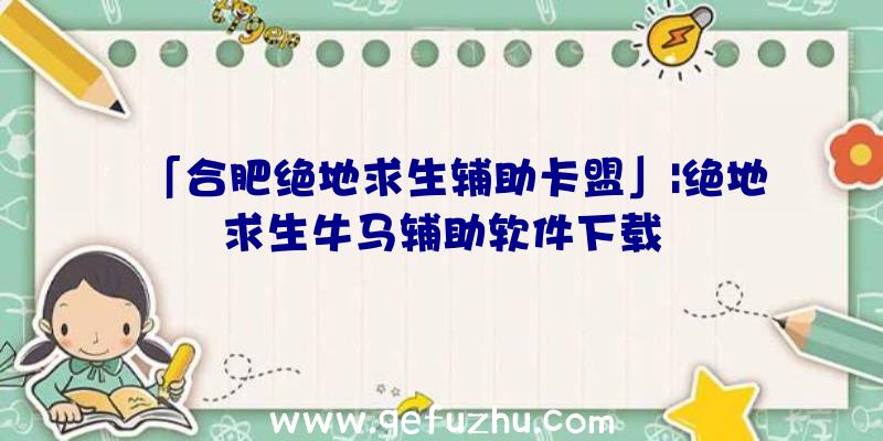 「合肥绝地求生辅助卡盟」|绝地求生牛马辅助软件下载